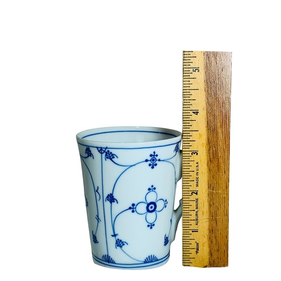 Vintage Moschendorf Bavaria Blue White Strawflower‎ Chocolate Cups Set of 2 - Picture 7 of 13